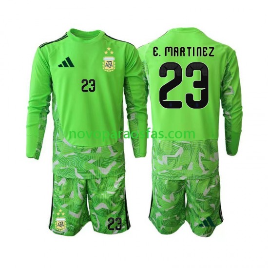Camisolas Argentina Emiliano Martinez 23 Guarda-redes Criança Alternativo Copa do Mundo 2026 Manga Comprida