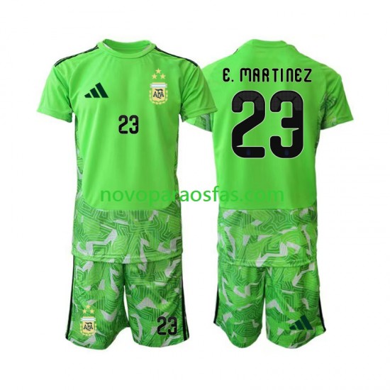 Camisolas Argentina Emiliano Martinez 23 Guarda-redes Criança Alternativo Copa do Mundo 2026 Manga Curta