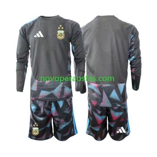 Camisolas Argentina Guarda-redes Criança Casa Copa do Mundo 2026 Manga Comprida