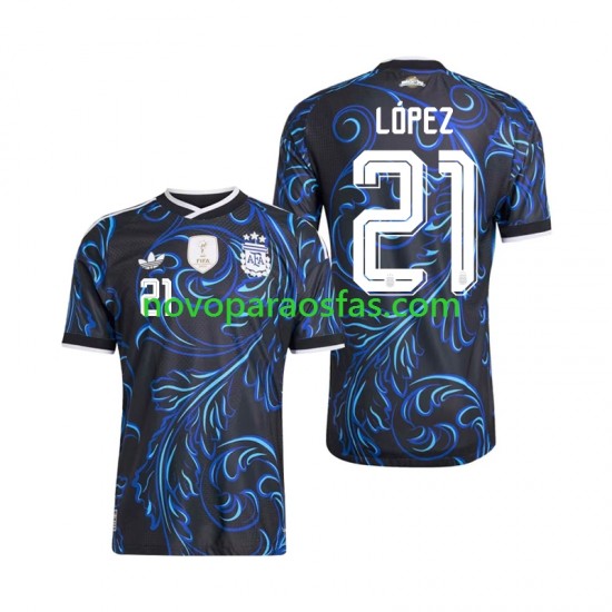 Camisolas Argentina Jose Manuel Lopez 21 Homem Visitante Copa do Mundo 2026 Manga Curta