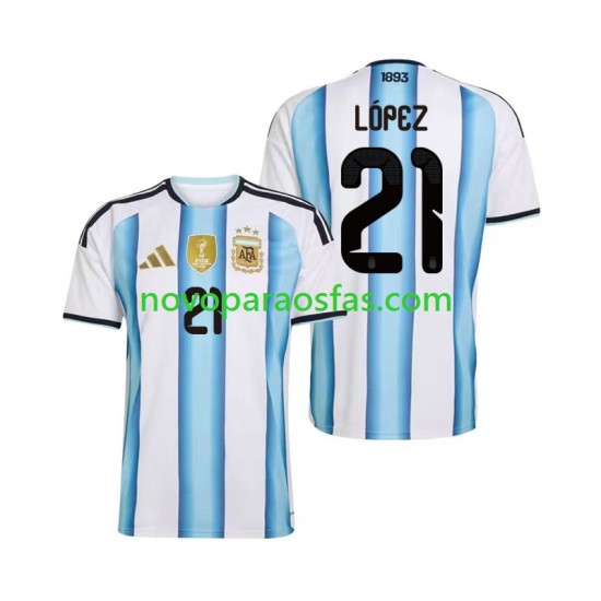 Camisolas Argentina Jose Manuel Lopez 21 Homem Casa Copa do Mundo 2026 Manga Curta
