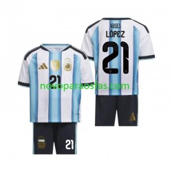 Camisolas Argentina Jose Manuel Lopez 21 Criança Casa Copa do Mundo 2026 Manga Curta