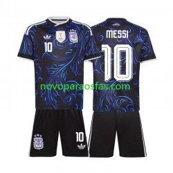 Camisolas Argentina Lionel Messi 10 Criança Visitante Copa do Mundo 2026 Manga Curta