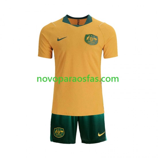 Camisolas Austrália Criança Casa Copa do Mundo 2026 Manga Curta