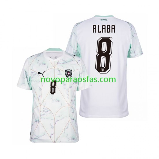 Camisolas Áustria David Alaba 8 Homem Visitante Copa do Mundo 2026 Manga Curta