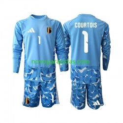 Camisolas Bélgica Thibaut Courtois 1 Guarda-redes Criança Casa Copa do Mundo 2026 Manga Comprida