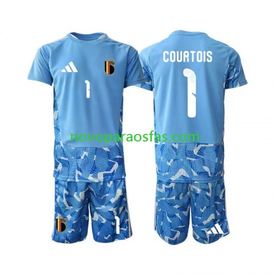 Camisolas Bélgica Thibaut Courtois 1 Guarda-redes Criança Casa Copa do Mundo 2026 Manga Curta