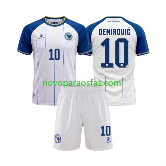 Camisolas Bósnia e Herzegovina Ermedin Demirovic 10 Criança Visitante Copa do Mundo 2026 Manga Curta