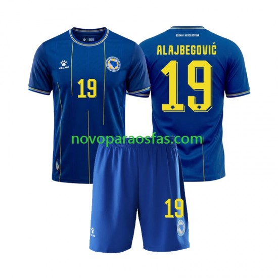 Camisolas Bósnia e Herzegovina Kerim Alajbegovic 19 Criança Casa Copa do Mundo 2026 Manga Curta