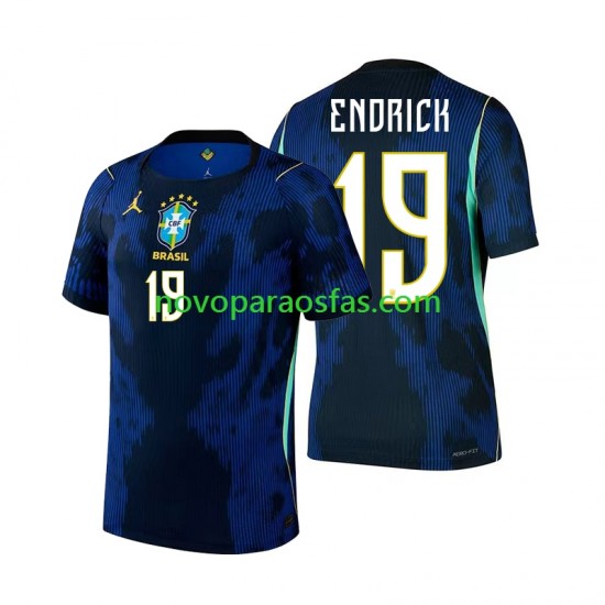 Camisolas Brasil Endrick 19 Homem Visitante Copa do Mundo 2026 Manga Curta