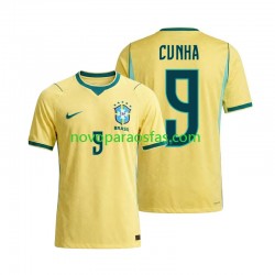 Camisolas Brasil Matheus Cunha 9 Homem Casa Copa do Mundo 2026 Manga Curta
