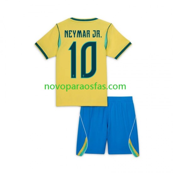 Camisolas Brasil Neymar JR 10 Criança Casa Copa do Mundo 2026 Manga Curta