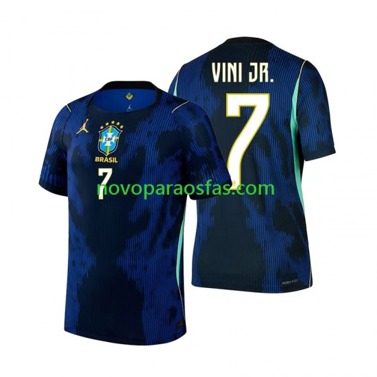 Camisolas Brasil Vinicius Junior 7 Homem Visitante Copa do Mundo 2026 Manga Curta