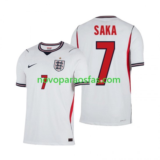 Camisolas Inglaterra Bukayo Saka 7 Homem Casa Copa do Mundo 2026 Manga Curta