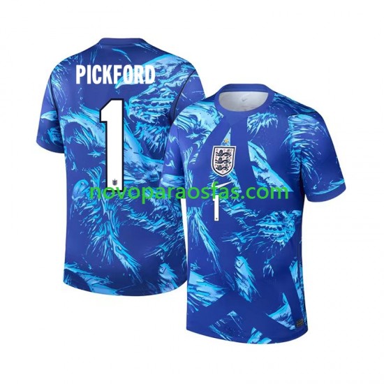 Camisolas Inglaterra Jordan Pickford 1 Guarda-redes Homem Alternativo Copa do Mundo 2026 Manga Curta
