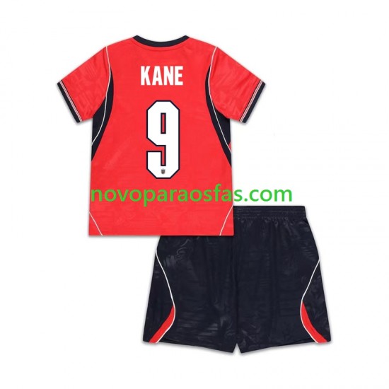Camisolas Inglaterra Harry Kane 9 Criança Visitante Copa do Mundo 2026 Manga Curta