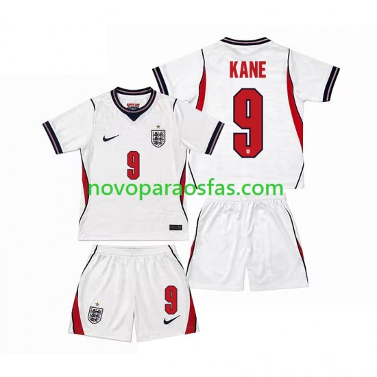 Camisolas Inglaterra Harry Kane 9 Criança Casa Copa do Mundo 2026 Manga Curta