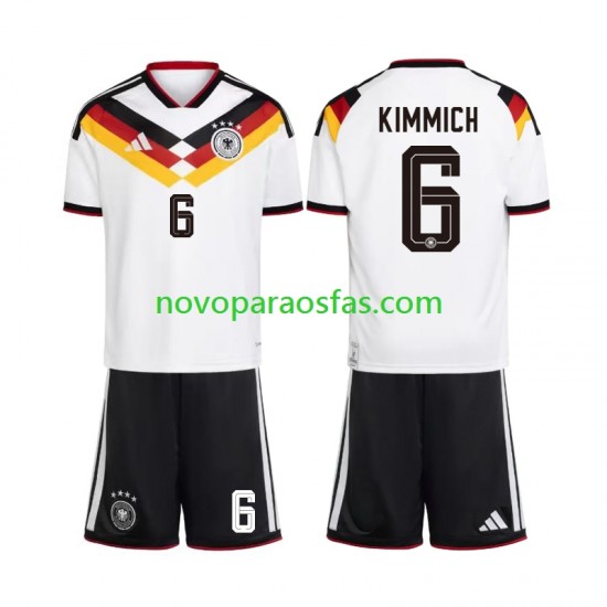 Camisolas Alemanha Joshua Kimmich 6 Criança Casa Copa do Mundo 2026 Manga Curta