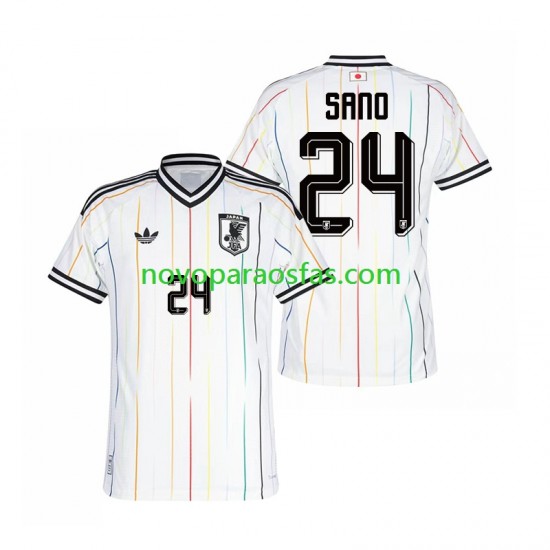 Camisolas Japão Kaishu Sano 24 Homem Visitante Copa do Mundo 2026 Manga Curta
