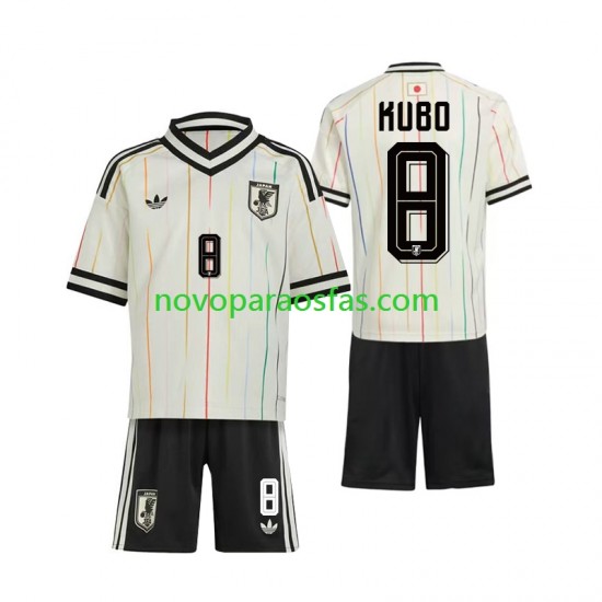 Camisolas Japão Kubo 8 Criança Visitante Copa do Mundo 2026 Manga Curta