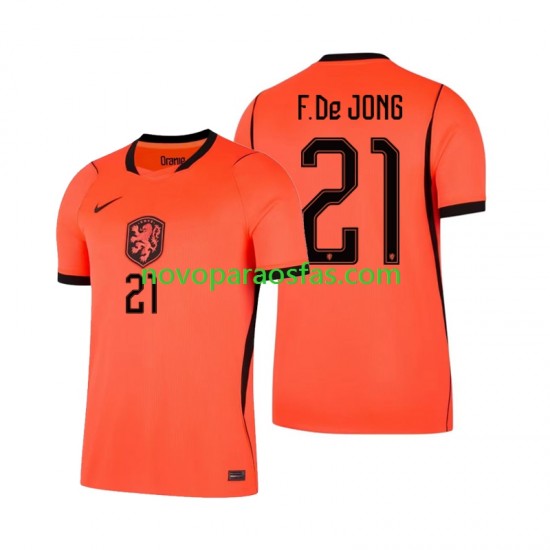 Camisolas Países Baixos Frenkie de Jong 21 Homem Casa Copa do Mundo 2026 Manga Curta