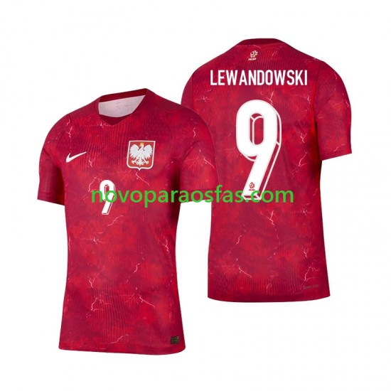 Camisolas Polónia Robert Lewandowski 9 Homem Visitante 2026 Manga Curta