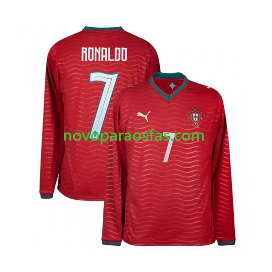 Camisolas Portugal Cristiano Ronaldo 7 Homem Casa Copa do Mundo 2026 Manga Comprida