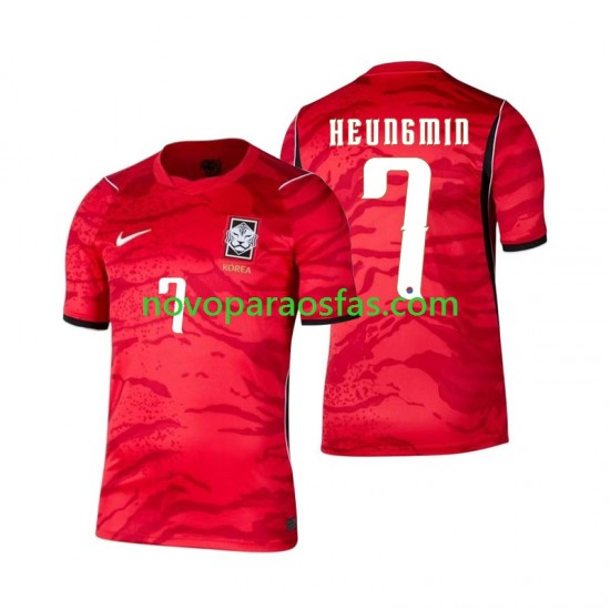 Camisolas Coreia do Sul Son Heung-min 7 Homem Casa Copa do Mundo 2026 Manga Curta