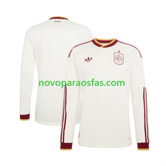 Camisolas Espanha Homem Visitante Copa do Mundo 2026 Manga Comprida