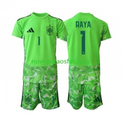 Camisolas Espanha David Raya 1 6th Green color Guarda-redes Criança Copa do Mundo 2026 Manga Curta