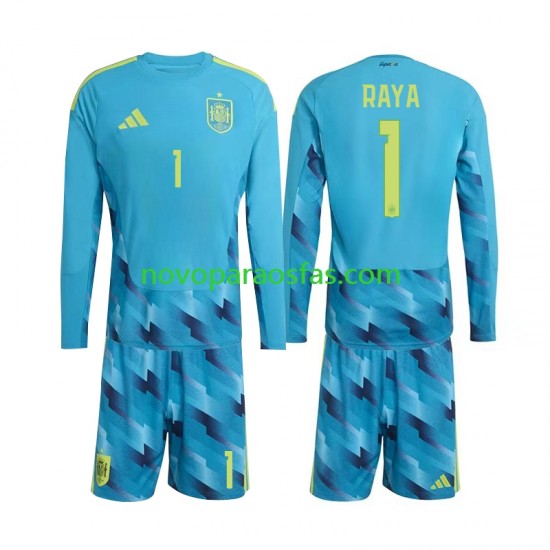 Camisolas Espanha David Raya 1 Guarda-redes Criança Casa Copa do Mundo 2026 Manga Comprida