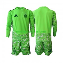 Camisolas Espanha 6th Green color Guarda-redes Criança Copa do Mundo 2026 Manga Comprida