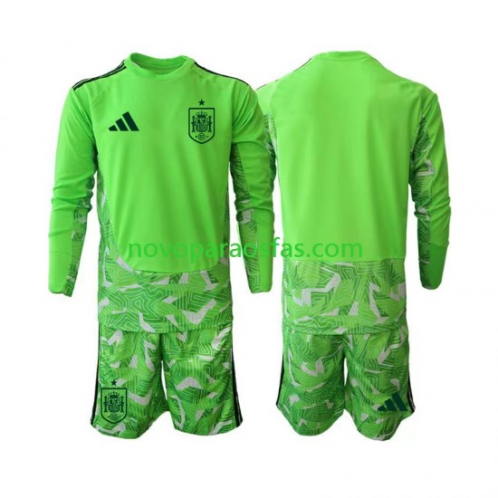 Camisolas Espanha 6th Green color Guarda-redes Criança Copa do Mundo 2026 Manga Comprida