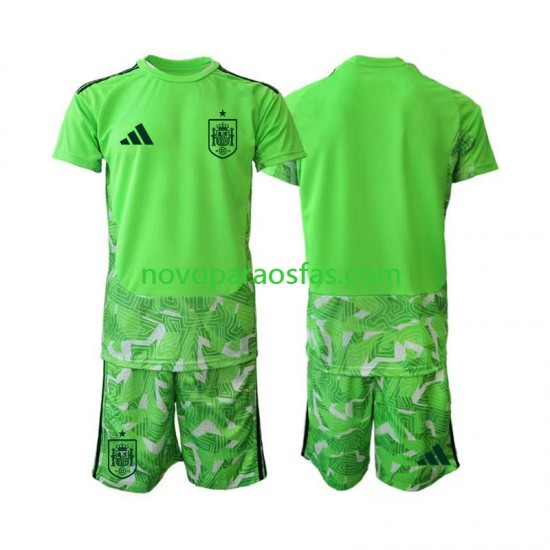 Camisolas Espanha 6th Green color Guarda-redes Criança Copa do Mundo 2026 Manga Curta