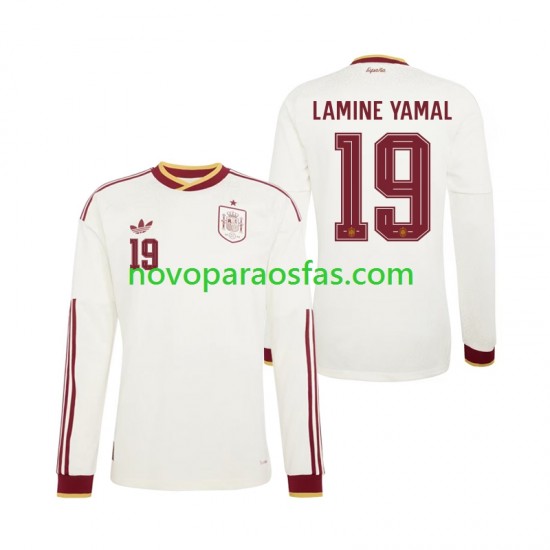 Camisolas Espanha Lamine Yamal 19 Homem Visitante Copa do Mundo 2026 Manga Comprida