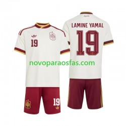 Camisolas Espanha Lamine Yamal 19 Criança Visitante Copa do Mundo 2026 Manga Curta