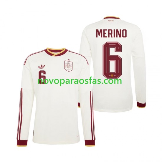 Camisolas Espanha Mikel Merino 6 Homem Visitante Copa do Mundo 2026 Manga Comprida