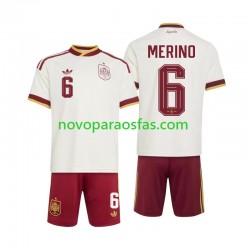 Camisolas Espanha Mikel Merino 6 Criança Visitante Copa do Mundo 2026 Manga Curta