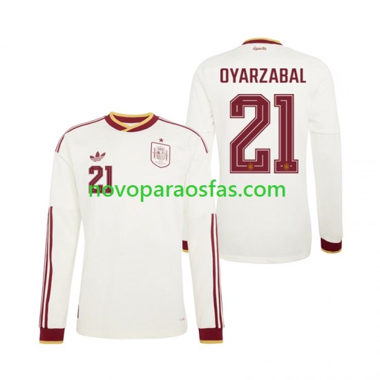 Camisolas Espanha Mikel Oyarzabal 21 Homem Visitante Copa do Mundo 2026 Manga Comprida