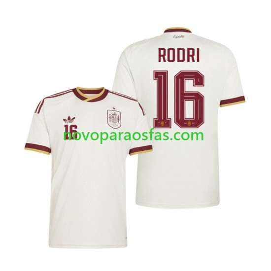 Camisolas Espanha Rodri 16 Homem Visitante Copa do Mundo 2026 Manga Curta