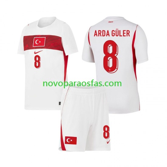 Camisolas Turquia Arda Guler 8 Criança Visitante Copa do Mundo 2026 Manga Curta