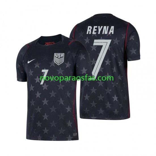 Camisolas Estados Unidos Giovanni Reyna 7 Homem Visitante Copa do Mundo 2026 Manga Curta