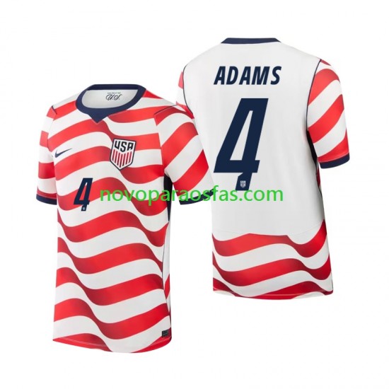 Camisolas Estados Unidos Tyler Adams 4 Homem Casa Copa do Mundo 2026 Manga Curta