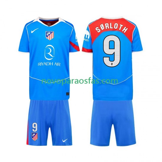 Camisolas Atlético Madrid Alexander Sorloth 9 Criança Alternativo 2025-2026 Manga Curta