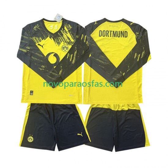 Camisolas Borussia Dortmund Criança Casa 2025-2026 Manga Comprida