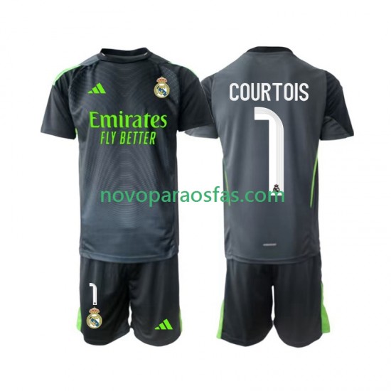 Camisolas Real Madrid Thibaut Courtois 1 Guarda-redes Criança Alternativo 2025-2026 Manga Curta