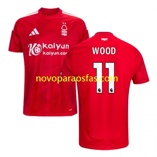 Camisolas Nottingham Forest Chris Wood 11 Homem Casa 2024-2025 Manga Curta