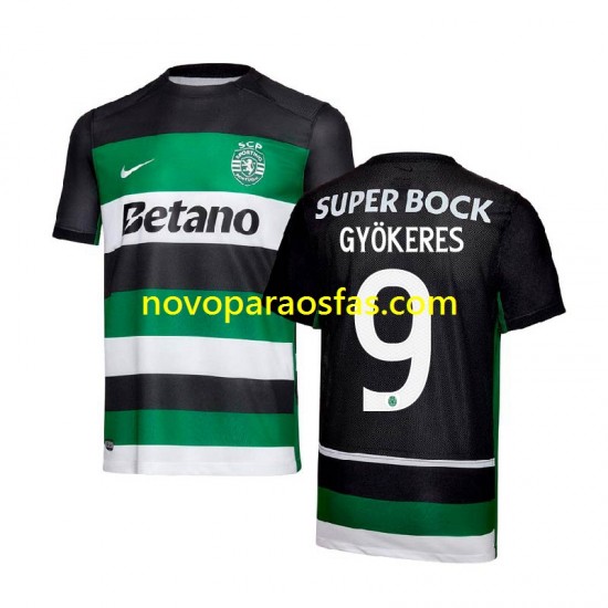 Camisolas Sporting CP Gyokeres 9 Homem Casa 2024-2025 Manga Curta