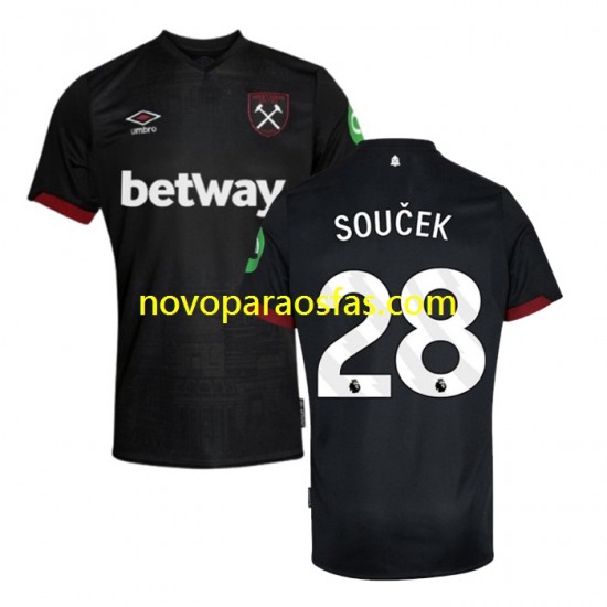 Camisolas West Ham United SOUCEK 28 Homem Visitante 2024-2025 Manga Curta