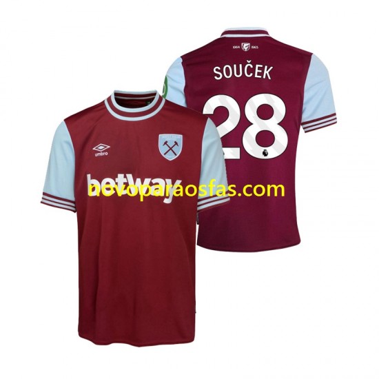 Camisolas West Ham United SOUCEK 28 Homem Casa 2024-2025 Manga Curta